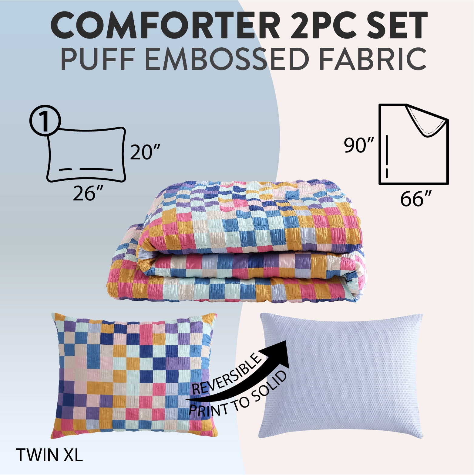 Urban Shop 2-Piece Textured Multi-Check Comforter Set, Twin/TwinXL