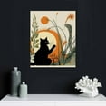 thumbnail image 4 of Nawypu  Boho Minimalist Cat Canvas Wall Art, Black Cat with Abstract Geometry and Green Leaves Canvas Art Wall Decor, Mid Century Decor for Living Room Bedroom Bathroom Ready to Hanging, 4 of 4