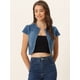 thumbnail image 2 of Chaqueta de mezclilla corta para mujer Chaqueta de mezclilla ajustada con mangas casquillo Azul Medio XL, 2 of 5