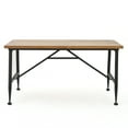 thumbnail image 2 of Rectangle Outdoor Coffee Table with Angled Tubular Legs and Wood Top, Black, 2 of 9
