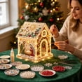 thumbnail image 6 of 3D Christmas House Pearl Art Kit, Lighted DIY Diamond Art Craft with Rhinestones and Pearl Beads, Plastic Tabletop Holiday Decor, by Zovey, 6 of 8