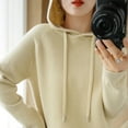 thumbnail image 1 of Pull à Capuche pour Femmes, Pull Tricoté Ample, Bas Confortable Uni, Grande Taille, Automne, Hiver, 1 of 5