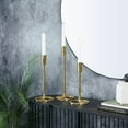 thumbnail image 3 of DecMode 3 Candle Gold Aluminum Metal Tapered Candle Holder with Ring Bases, Set of 3, 3 of 9