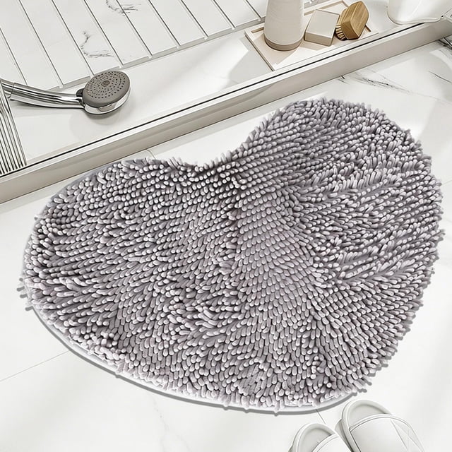 COM1950s Heart Shaped Doormat, Soft Absorbent Rug with Non-Slip Backing for Bathroom and Entryway, Available in Multiple Colors (20x16 Inches)