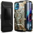 thumbnail image 1 of Nagebee Case for Motorola Moto G100, Moto Edge S with Tempered Glass Screen Protector (Full Coverage), Belt Clip Holster with Built-in Kickstand, Heavy Duty Shockproof Armor Rugged Case (Camo), 1 of 6