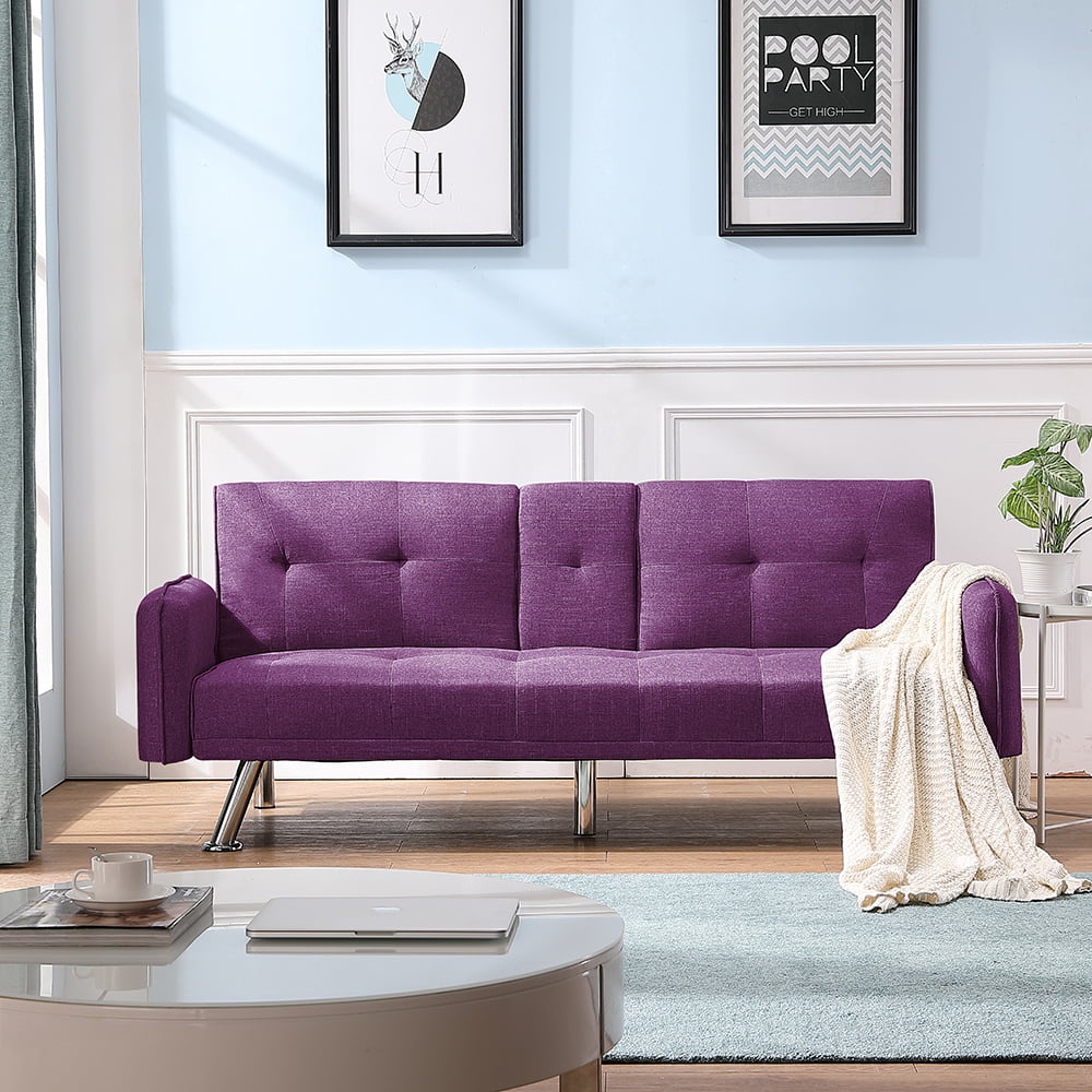 Hommoo Mid Century Futon Sofa Bed, Modern Design Lounge