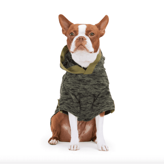 YOULY The Classic Olive Marled Knit Dog Hoodie - XXS