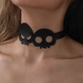 thumbnail image 4 of HUGFEGWE Collier Ras-du-Cou Squelette Cool d'Halloween Collier Punk Collier Ras-du-Cou Ras-du-Cou en Cuir PU Bijoux de Cosplay CA919-100618, 4 of 8
