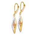 thumbnail image 2 of 14k Two Tone Gold White Diamond Cut Leverback Earrings Drop Dangle, 2 of 8