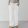 thumbnail image 2 of Women's Wide Leg Sweatpants Casual Solid Color Baggy Sports Pants High Waist Jogging Breathable Gym Pocket Trousers White M, 2 of 9