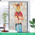 thumbnail image 4 of Multicolor Self-Adhesive Privacy Glass Window Film Hipster Fashion Rabbit Modern Humor Design Self Static Heat Control Window tinting Film Hippie Decor 31.5Wx62.9L-inch, 4 of 7