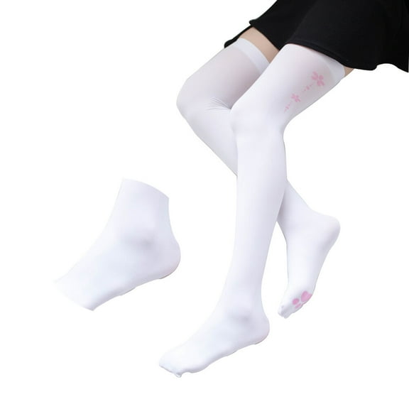 SEWCHICS White Animal Paw Print Socks for Women, Nylon Comfortable Daily Wear, 1 Pair