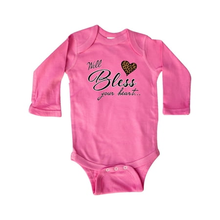 

Inktastic Well Bless your Heart with Leopard Print Gift Baby Boy or Baby Girl Long Sleeve Bodysuit