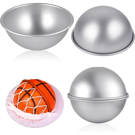 Triani 2Pcs Dome Cake Pan 4 Inch Aluminum Cake Ball Mold Cake Dessert Pudding Baking Mold Nonstick Baking Tool for Birthday DIY Cakes Wedding Anniversary
