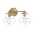 thumbnail image 4 of Trade Winds Jordan 2-Light Bathroom Vanity Light in Natural Brass, 4 of 5