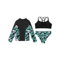 thumbnail image 2 of Alvivi 3Pcs Kids Girls Swimsuit Long Sleeve Top with Sleeveless Crop Top and Briefs Rashguard Sets Swimwear Lily 12, 2 of 7