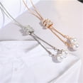thumbnail image 5 of harmtty Charm Rhinestone Faux Pearls Pendant Long Necklace Women Sweater Chains,Golden, 5 of 7