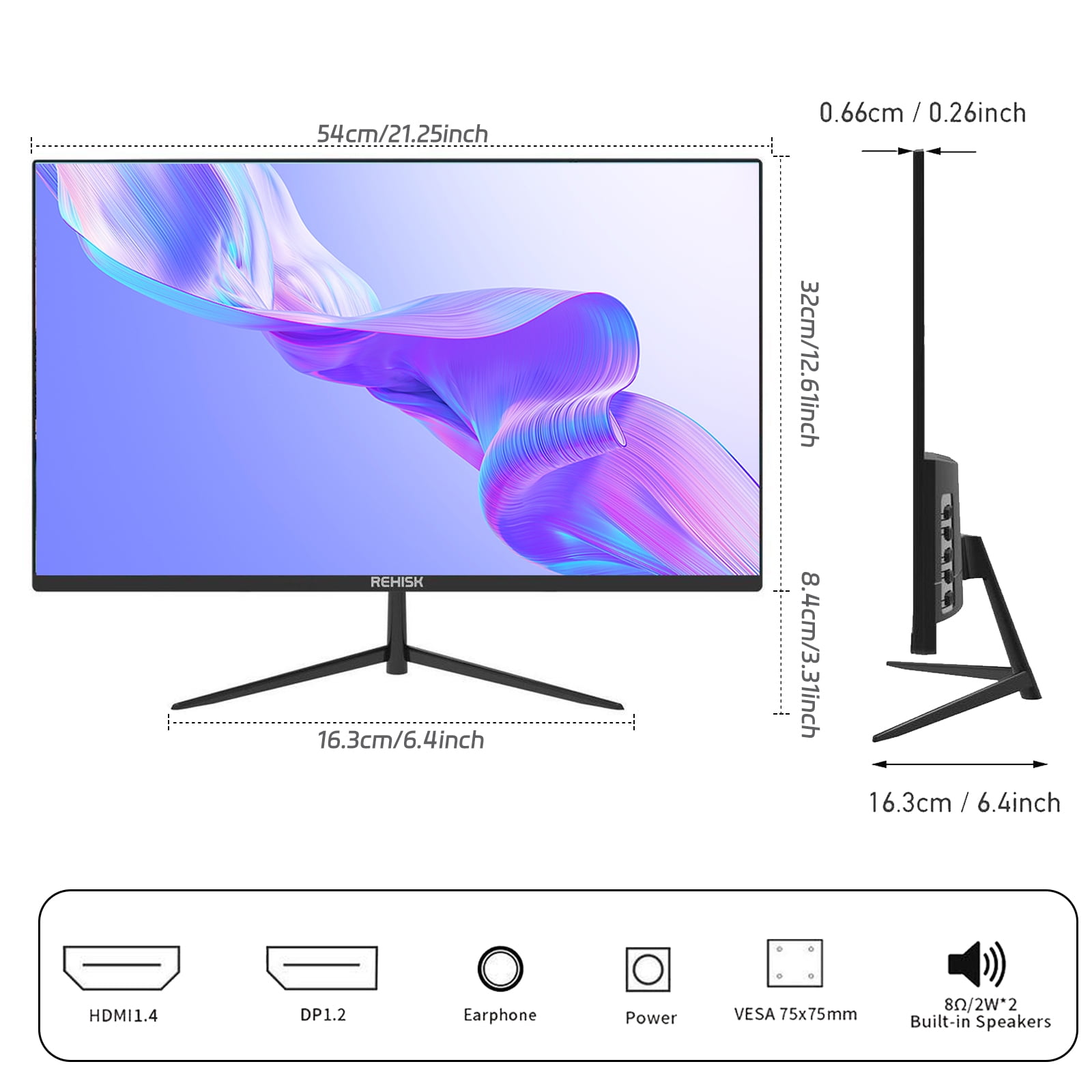 REHISK 24" IPS FHD 1080P 100Hz Gaming Monitor, 1ms, FreeSync, G-Sync, HDMI, DisplayPort, Low-Blue Light