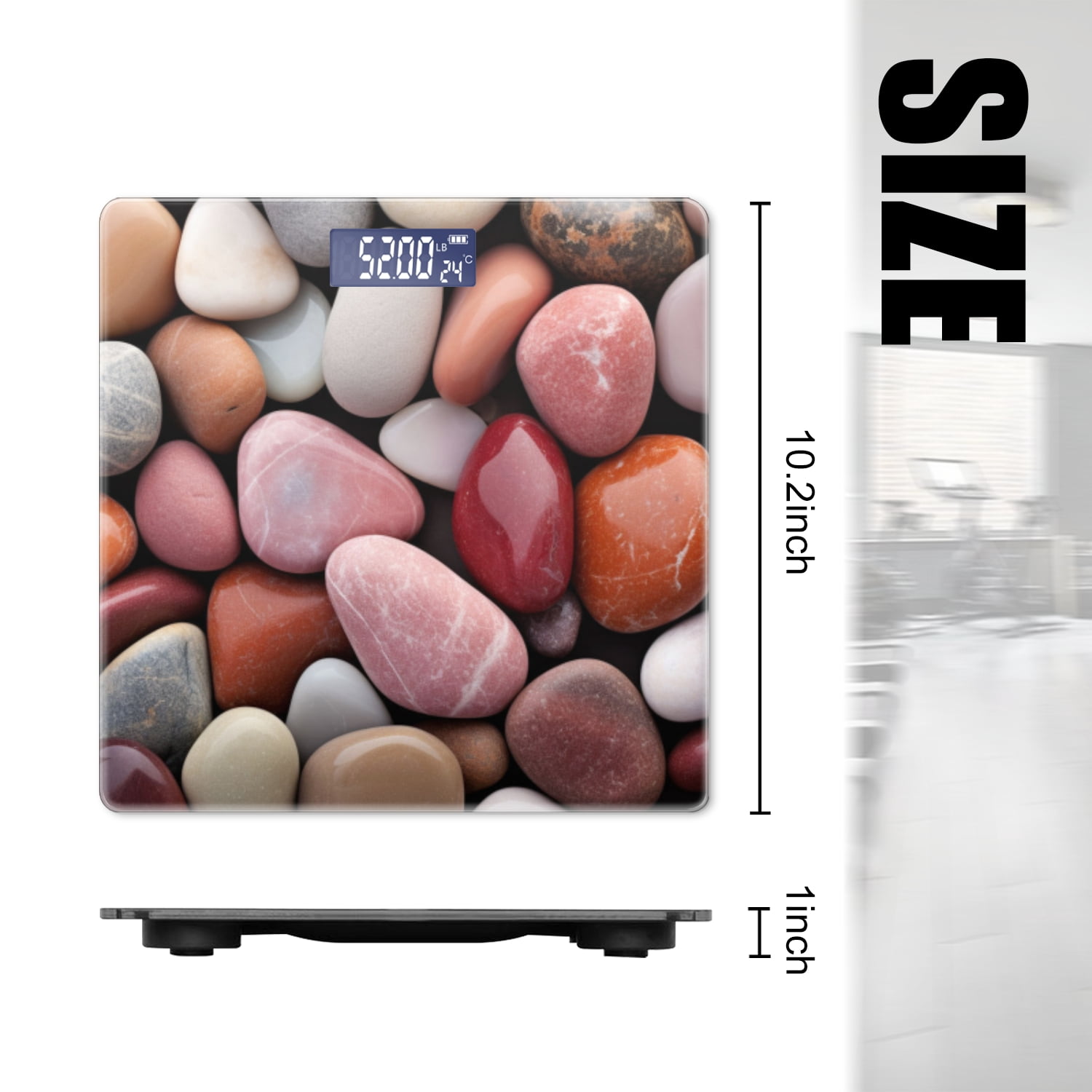 High Precision Body Weight Scale Smart Bathroom Scales with Large LCD Display(400lbs),Decorative for Bedroom-Colorful Smooth Pebbles In Various Shapes And Sizes