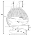 thumbnail image 4 of LeisureMod 2 Person Wicker Egg Chair Outdoor Indoor Bedroom Patio Hanging Lounge Swing Hammock Chairs with Black Stand and UV Resistant Cushions (Light Grey), 4 of 11