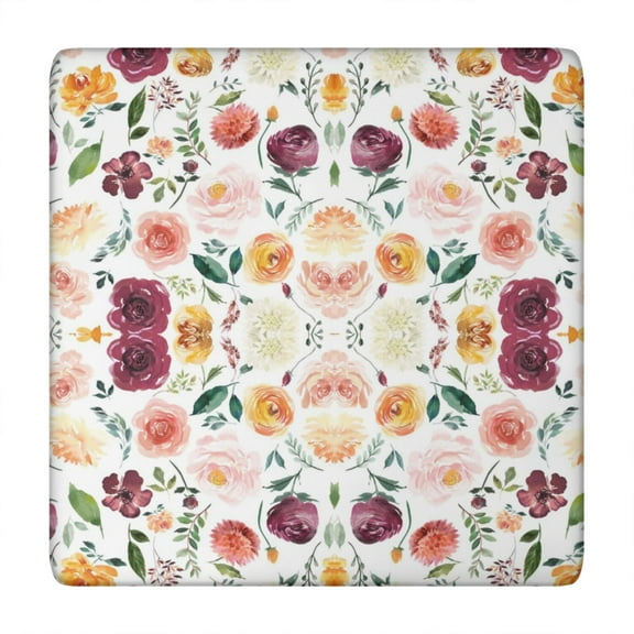 Square Tablecloth with Elastic Edges 34 * 34 Inch Pioneer Waterproof Autumn Floral Leaves Table Cover Washable Indoor and Outdoor for Party Kitchen Dinner Banquet Patio Picnic