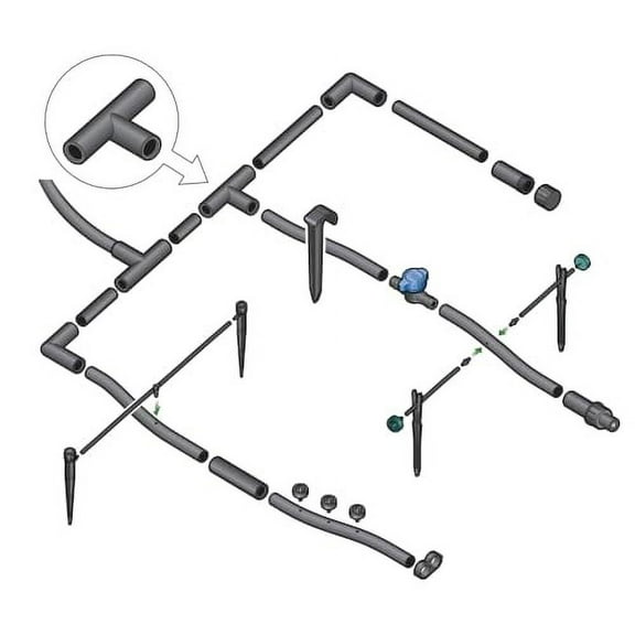 DIG 1/2" compression tee, drip irrigation fitting with .700 OD, for a three-way layout of polyethylene drip tubing, Bag of 15