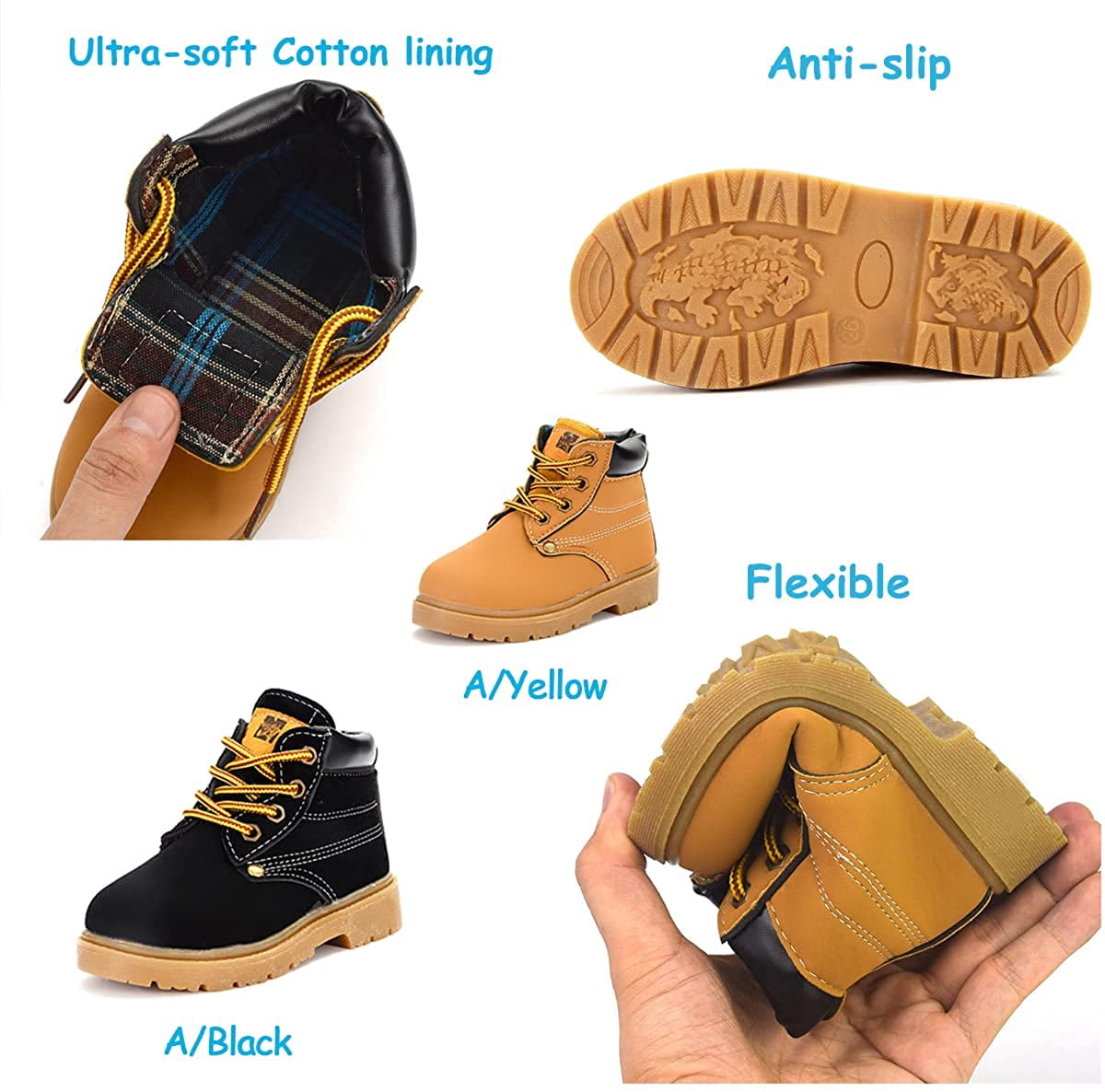 Toddler Baby Boys Girls Boots Kid Classic and Waterproof Hiking Outdoor Boots Rain Winter Snow Ankle Booties(Toddler/Little Kid)