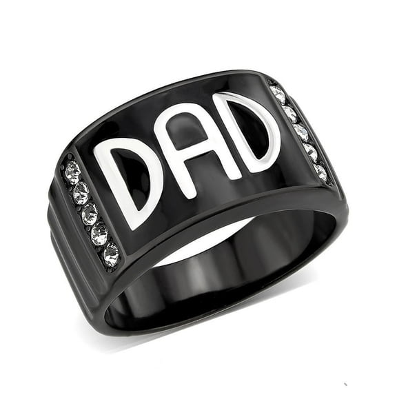 Anillo Color Negro Para Hombres de Acero Inoxidable Letras Dad
