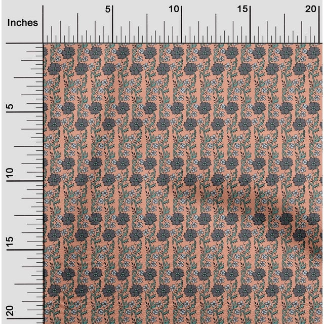 oneOone Tissu Jersey Viscose Feuilles & Floral Imprimé au Mètre 60 Pouces de Large