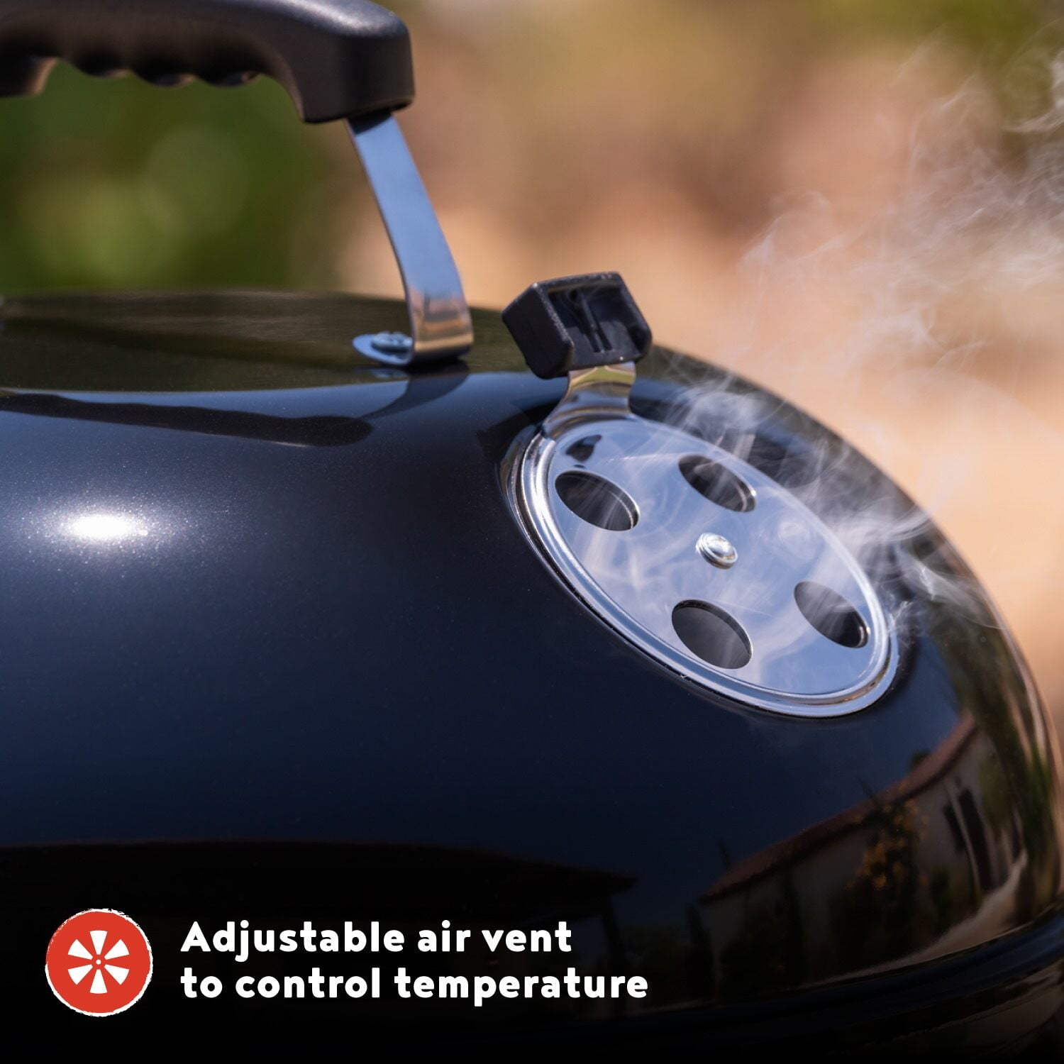Megamaster Vertical 18 Inch Charcoal BBQ Smoker, 4-in-1 Portable Outdoor Grill with Adjustable Air Vent, 600 SQ. In Cooking Area, Built-in Temperature Gauge, BBQ Grill for Camping, Picnics - 810-3601