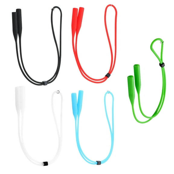 Raindrops 5Pcs Dark Green Silicone Multi-Color Sports Eyewear Retainers for Elders 9.8X0.2X0.2In