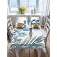 thumbnail image 3 of Navy Blue Leaves Rectangle Tablecloth, Summer Botanical Farmhouse Watercolor Leaf Waterproof & StainResistant Tablecloth, Washable Oil-proof Table Cover for Dining/Party/Wedding/Buffet 60x102 In, 3 of 9