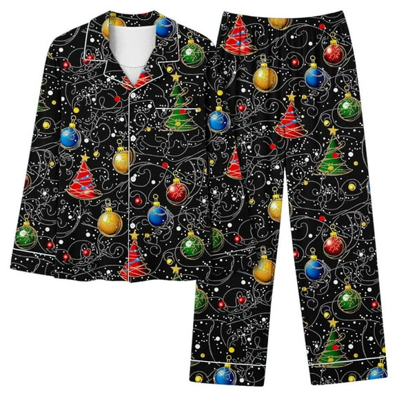 Women Christmas Pajama Set Long Sleeve Fleece Sleepwear Two Piece Pjs Winter Loungewear Snowman Print Nightwear