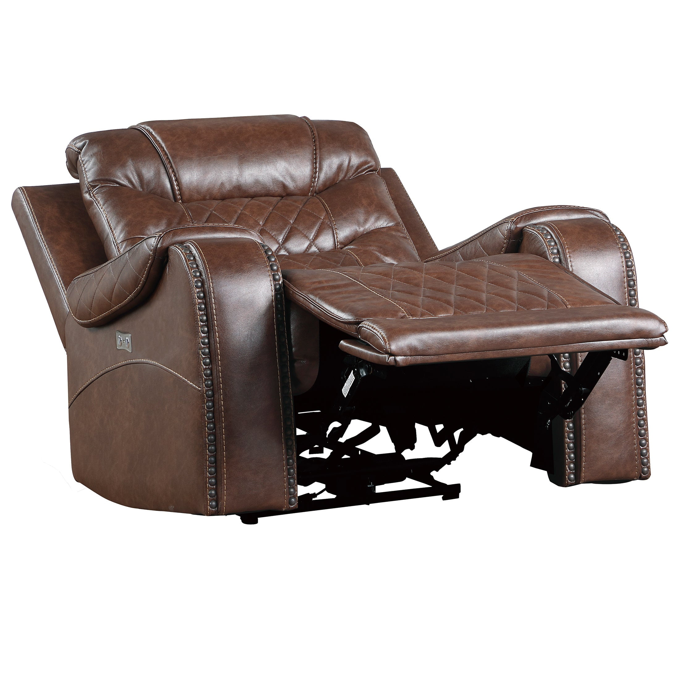OakvillePark Ridder Polished Microfiber Upholstered Power Reclining Chair, Brown