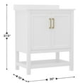 thumbnail image 5 of BizChair 30 Inch Bathroom Vanity with Sink Combo, Storage Cabinet with Soft Close Doors and Open Shelf, Carrara Marble Finish Countertop, White/Gold, 5 of 12
