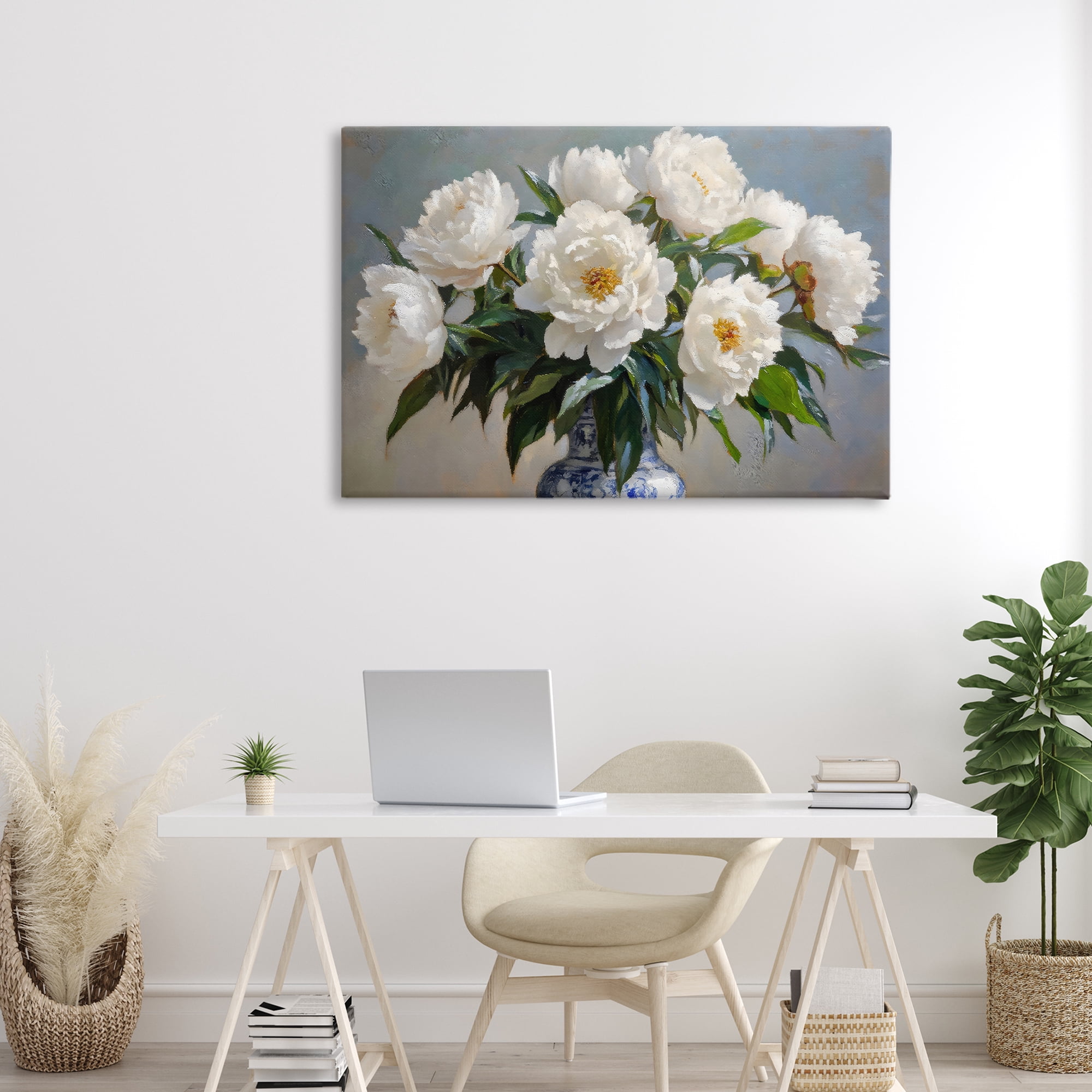 Stupell Industries In Full Bloom White Peonies Canvas Wall Art, design by Petal Prints Design