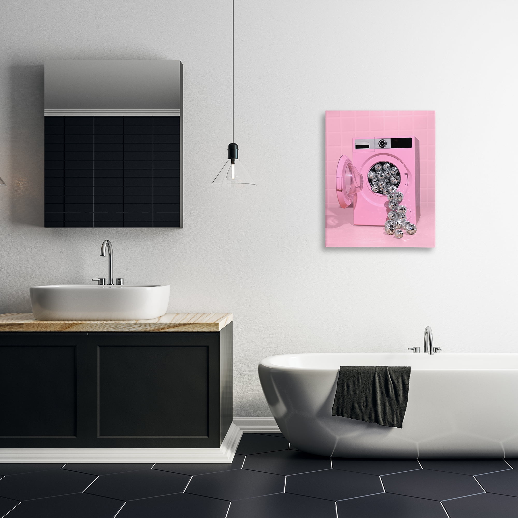 Stupell Industries Disco Laundry Machine over Pink Canvas Wall Art, design by LISH Creative
