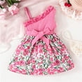 thumbnail image 2 of PINQI Pageant Little Girls Dresses Toddler Kids Baby Girls Summer Casual Sleeveless Sloping Shoulder Floral Bow A Line Dress Party Princess Dress, 2 of 7
