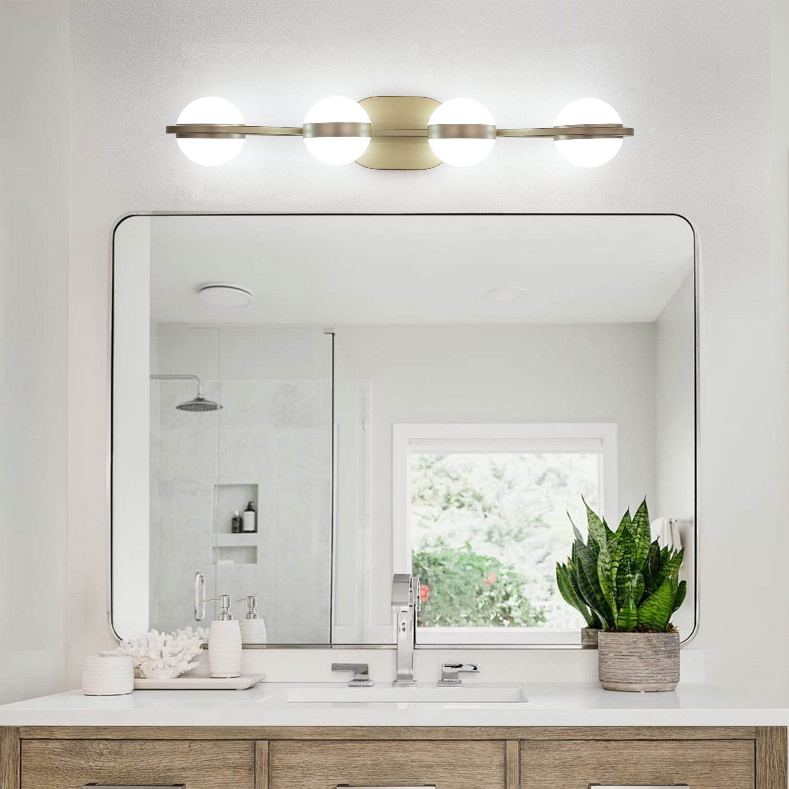Bathroom Vanity Light Fixtures29" 4 -Light spolish brass bathroom&nbsp; Sconce Lighting Aged Brass Wall Mounted Decorative Lighting Fixture, Suitable for Bathroom Vanity Mirror&nbsp;