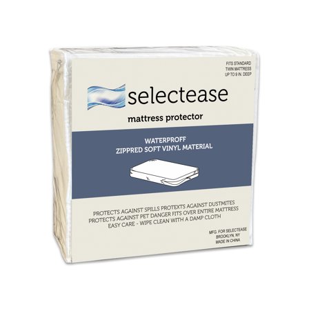 Continental Sleep, Premium Zippered Mattress Protector with Breathable and Noiseless Feature, Water Proof, Premium Quality Fabric Zippered, Fits Mattress 6-Inch to 9-Inch, Twin, White