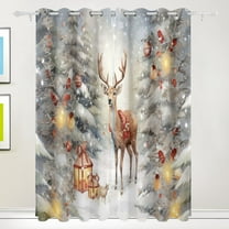 Christmas Trees Deer Snow Gifts Lambs Black Out Curtains 84 Inch Length Curtains for Sliding Glass Doors Bedroom Living Room 2 Pack