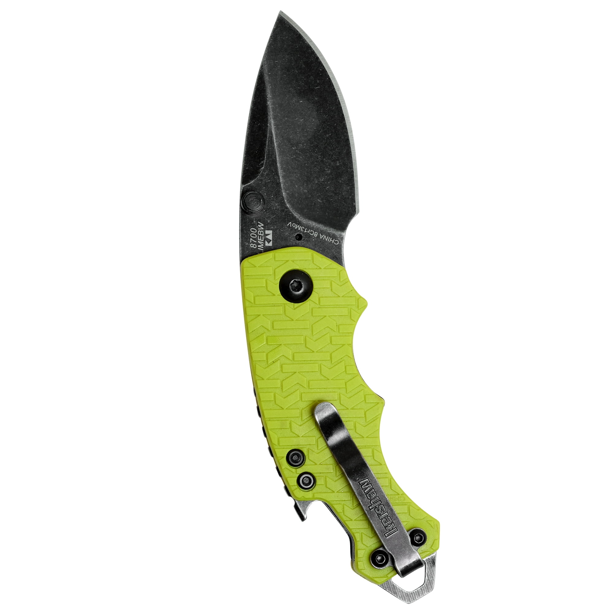 Kershaw Shuffle Lime(8700LIMEBW), Stainless Steel Blade With BlackWash Finish, Lime K-Texture Grip, Liner Lock, Reversible Deep-Carry Pocket Clip, Flathead Screwdriver, Bottle Opener, 2.8 OZ
