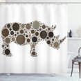 thumbnail image 1 of Wildlife Shower Curtain, Rhinoceros Silhouette Created with Multiple Diverse Dots Bubbles Illustration, Fabric Bathroom Set with Hooks, 69W X 70L Inches, Multicolor, by Ambesonne, 1 of 3