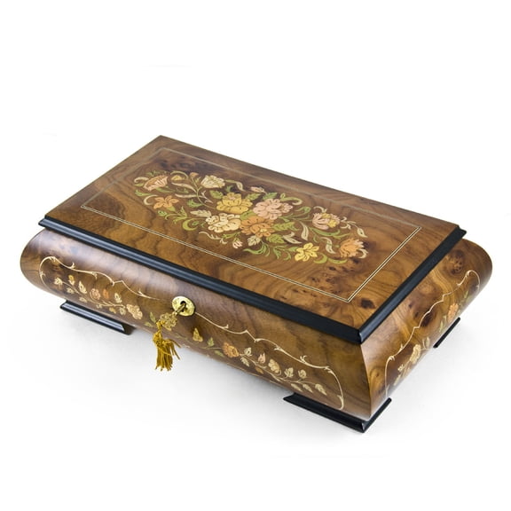 Handcrafted 30 Note Italian Double Level Floral Musical Jewelry Box - Dance of the Sugar Plum Fairy