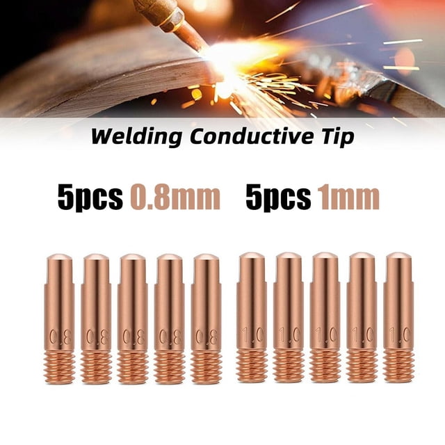 10xMB-15AK M6*25mm MIG MAG Welding Torch Contact Tips Aperture Gas Nozzle Copper
