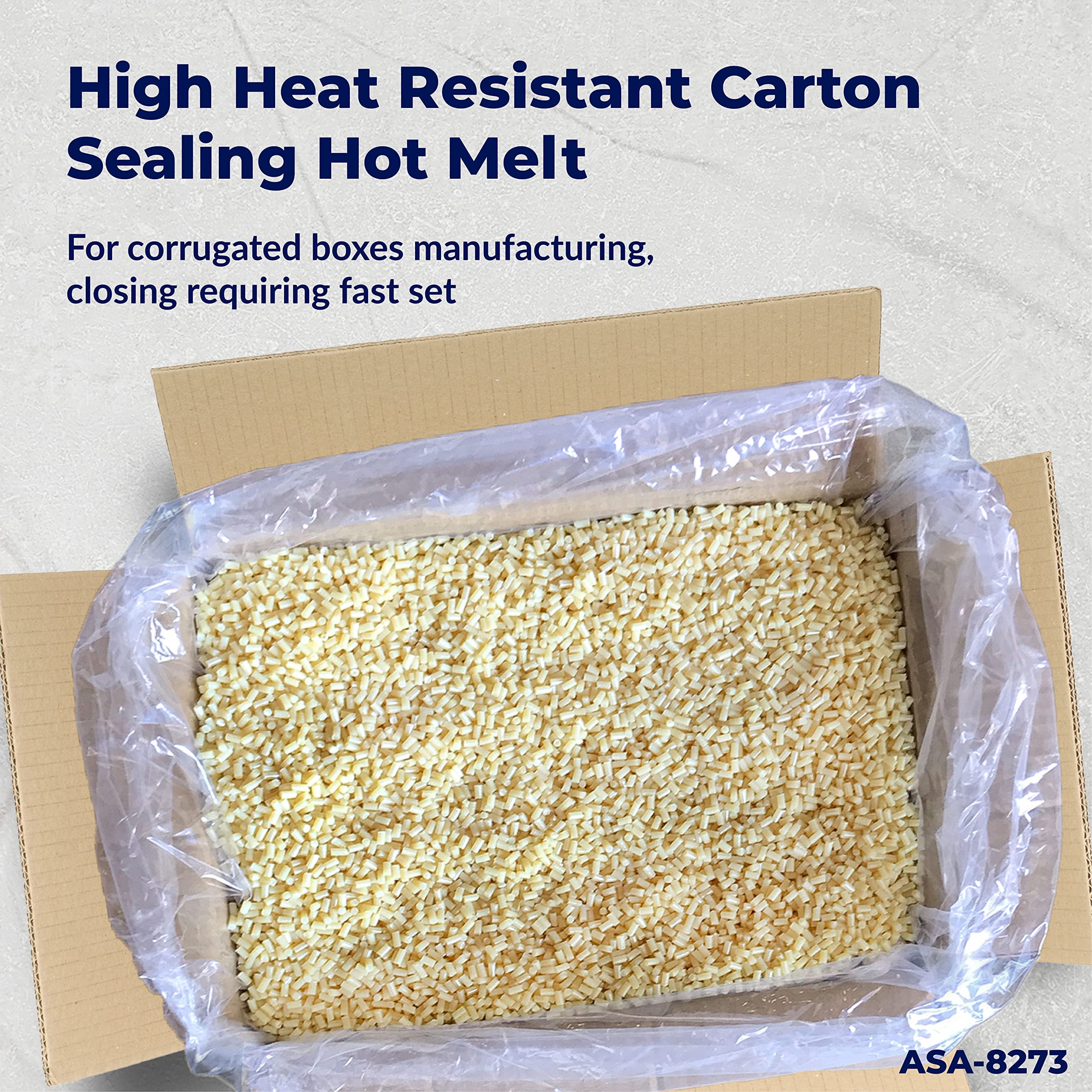 ASA Hot Melt Glue Pellets, High Heat, Fast Set, for Packaging & Carton Sealing, 40 lbs
