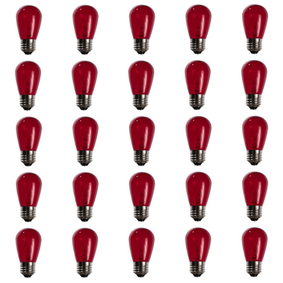 Red S14 Incandescent Bulbs - Box of 25