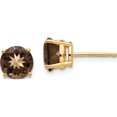 thumbnail image 1 of 14K Yellow Gold 7mm Round Smoky Quartz Earrings (7 X 7) Made In United States xe74sq, 1 of 4