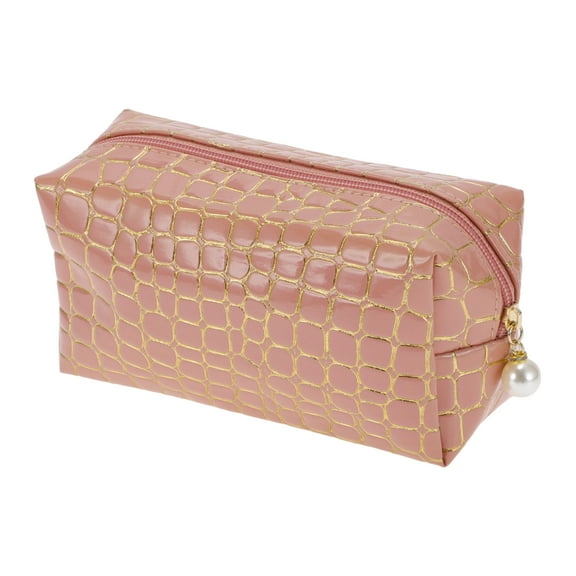 Unique Bargains 1 Pc Women Portable Stone Pattern Makeup Bag for Business Travel Vacation Pink