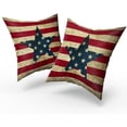 thumbnail image 3 of Vintage American Flag Patriotic Pillow Covers Set of&nbsp; Red Stripe Blue Star Pillow Covers 4th of July Pillow Covers Home Decorative Soft Cushion Case for Bed Sofa Couch 18x18 Inch, 3 of 6